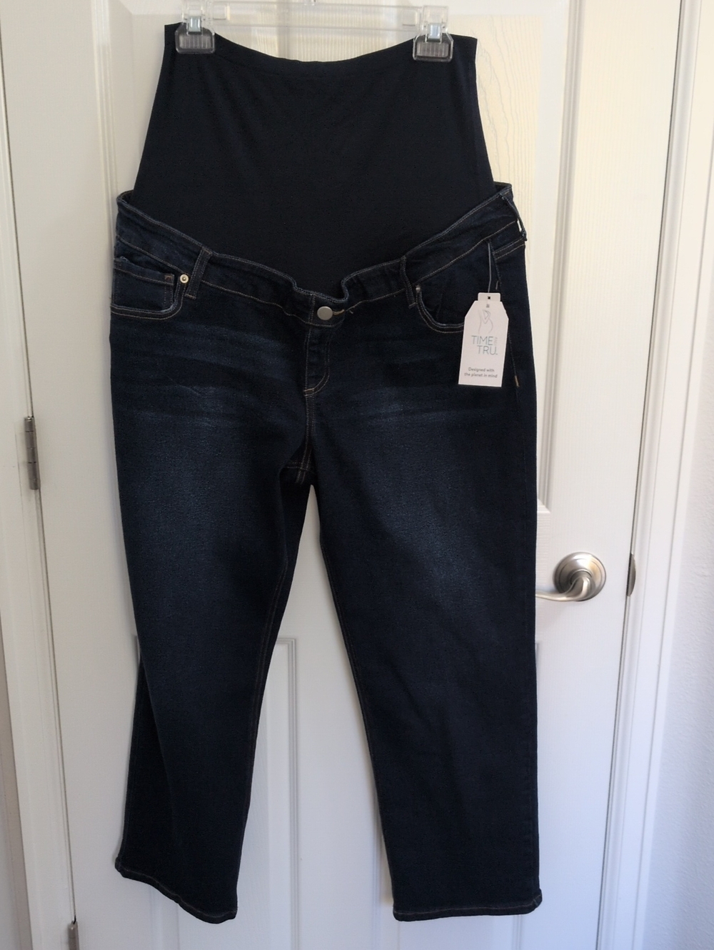 NWT Time & Tru Dark Wash Straight Leg Maternity Jeans - XL 16-18
